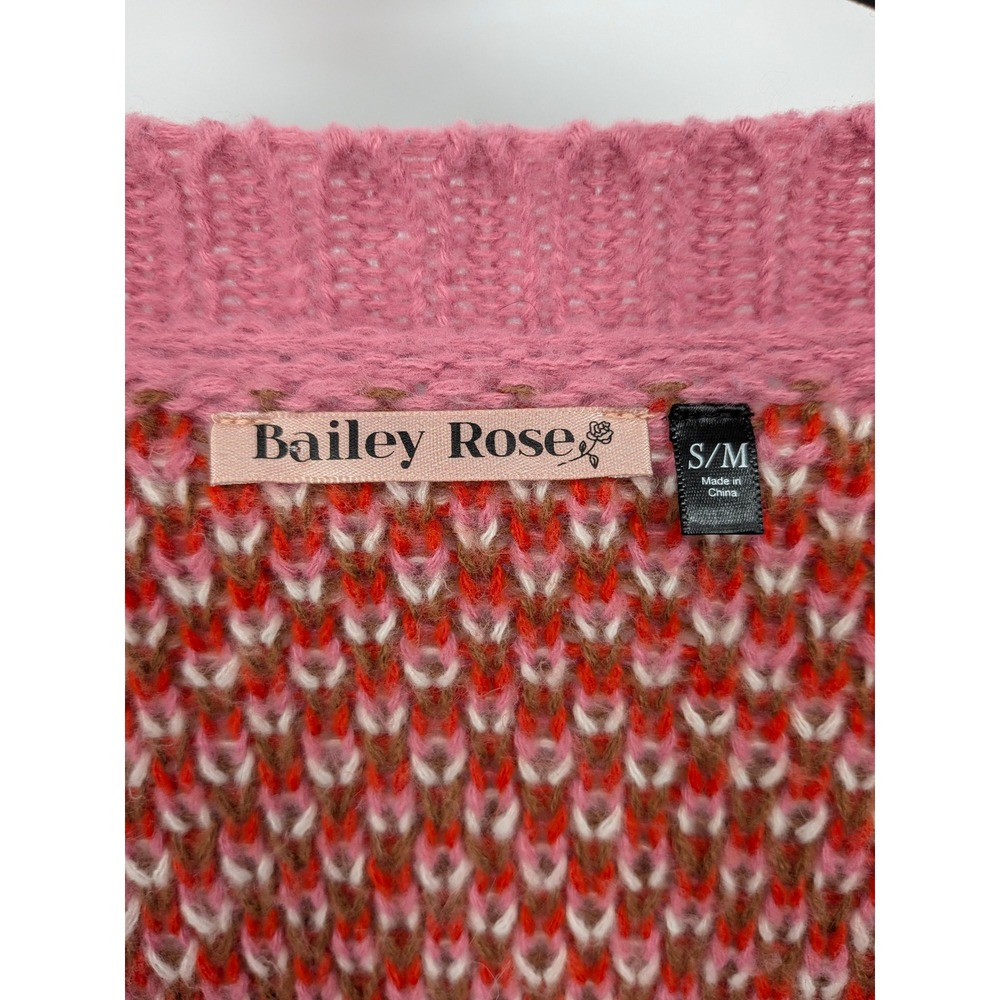 Bailey Rose Chunky Cardigan Women S/M Pink Cowboy Boot Knit Oversized Western - Picture 4 of 7